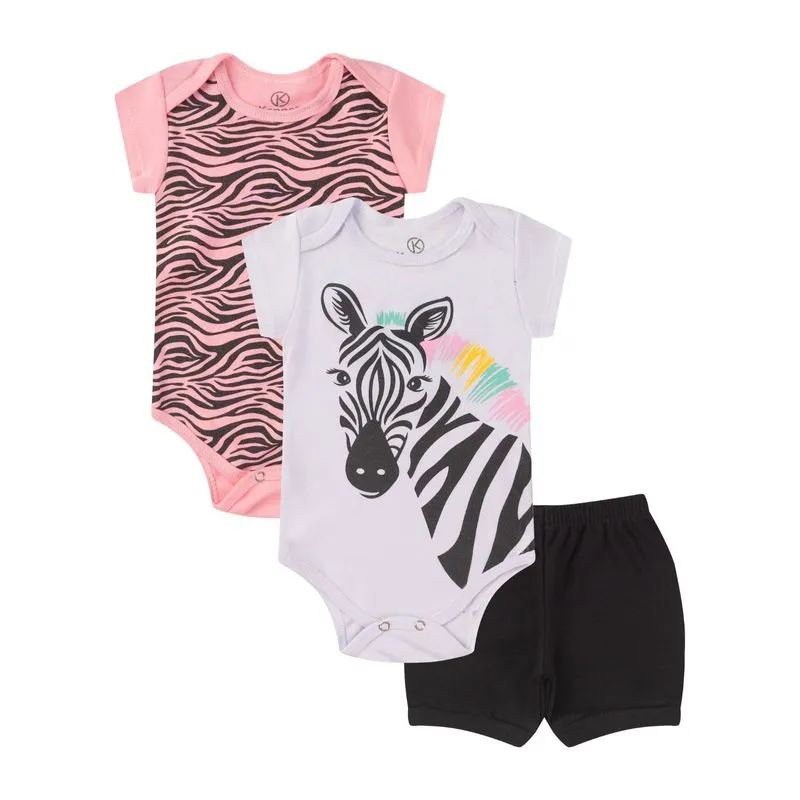 Kit Body Infantil Curto 3 Peças Kappes Rosa G