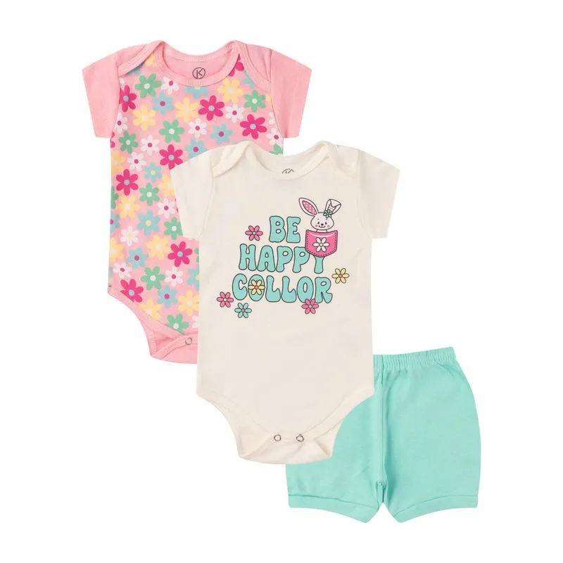 Kit Body Infantil Curto 3 Peças Kappes Rosa M