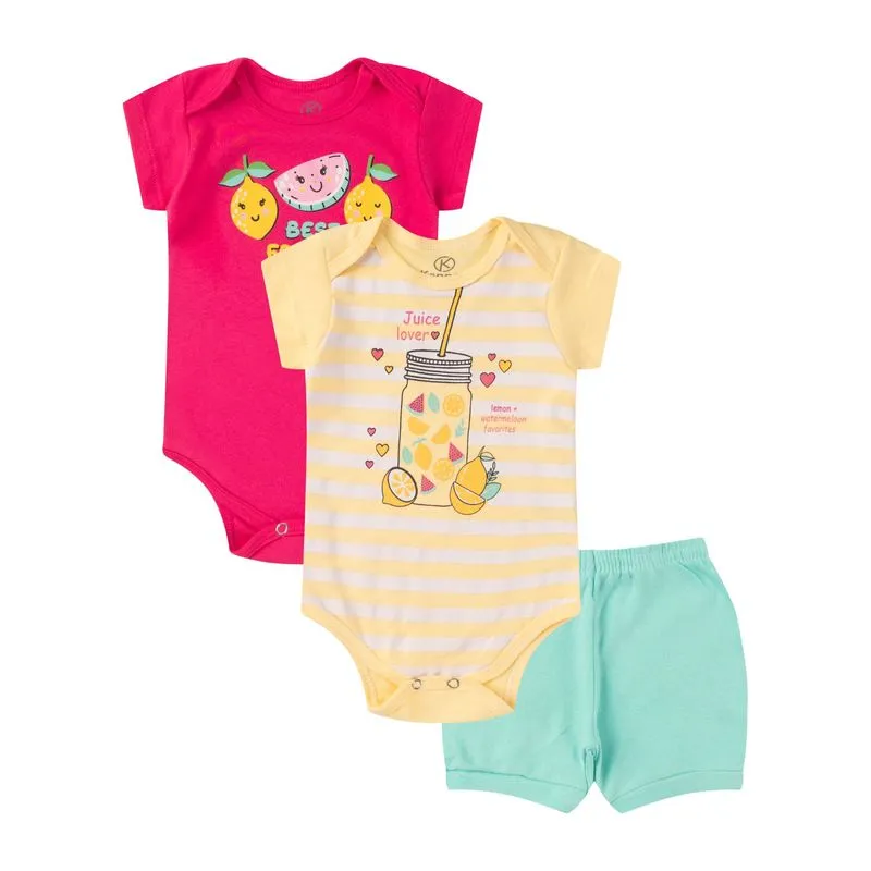 Kit Body Infantil Curto 3 Peças Kappes Rosa G