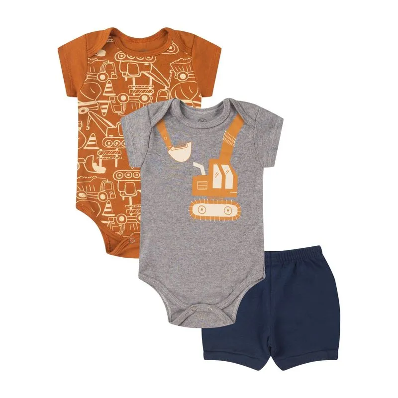 Kit Body Infantil Curto 3 Peças Kappes Marrom M