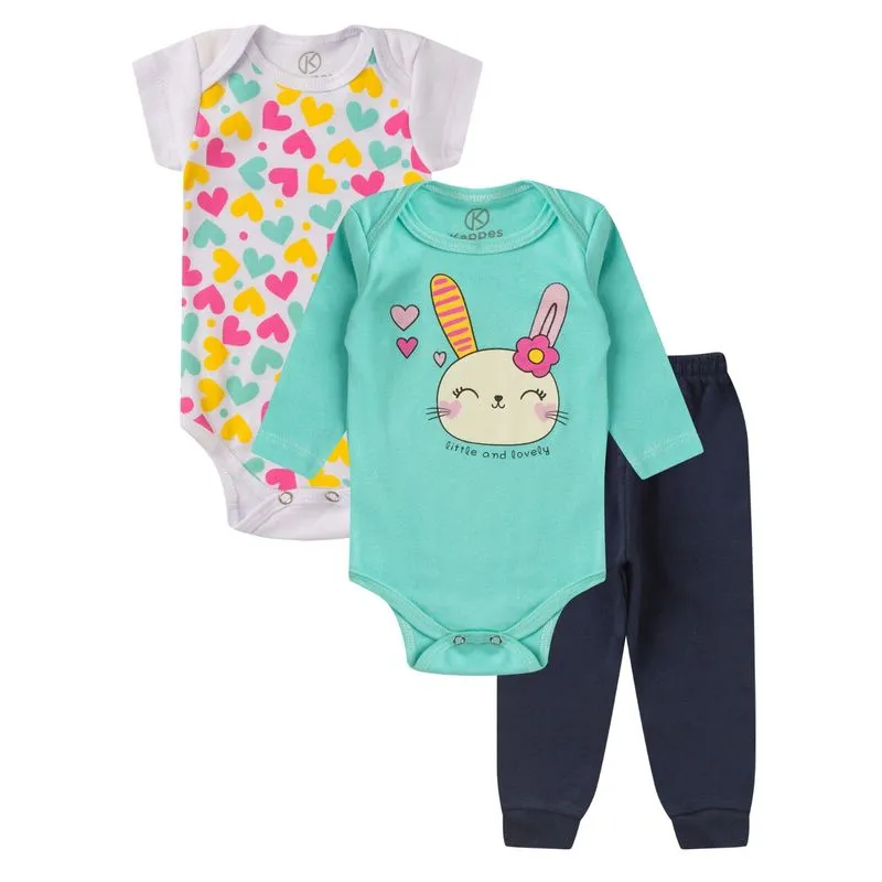 Kit Body Infantil Longo 3 Peças Kappes Branco M