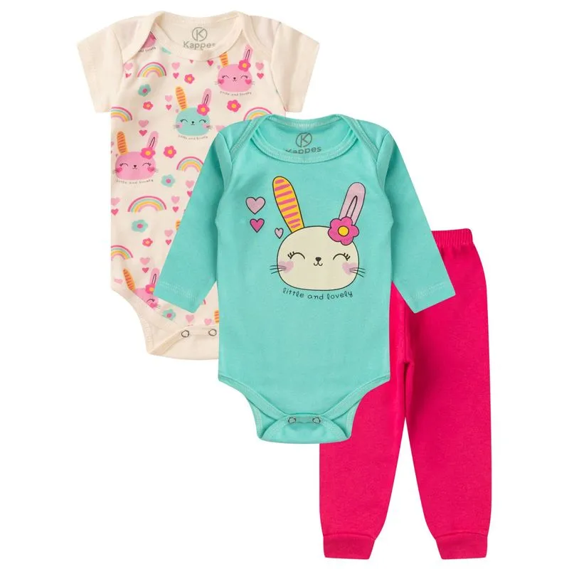 Kit Body Infantil Longo 3 Peças Kappes Bege G