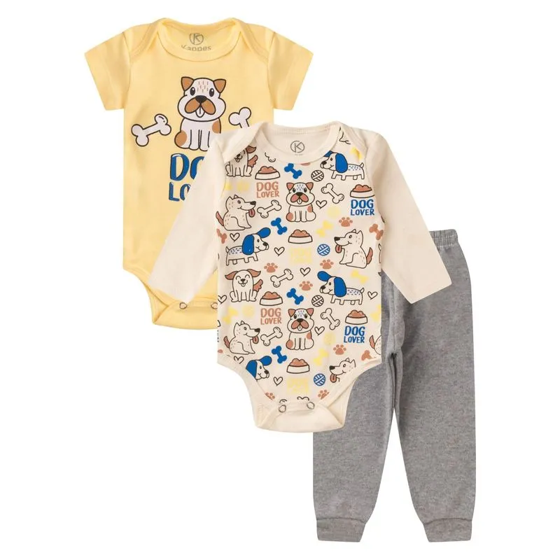 Kit Body Infantil Longo 3 Peças Kappes Bege P