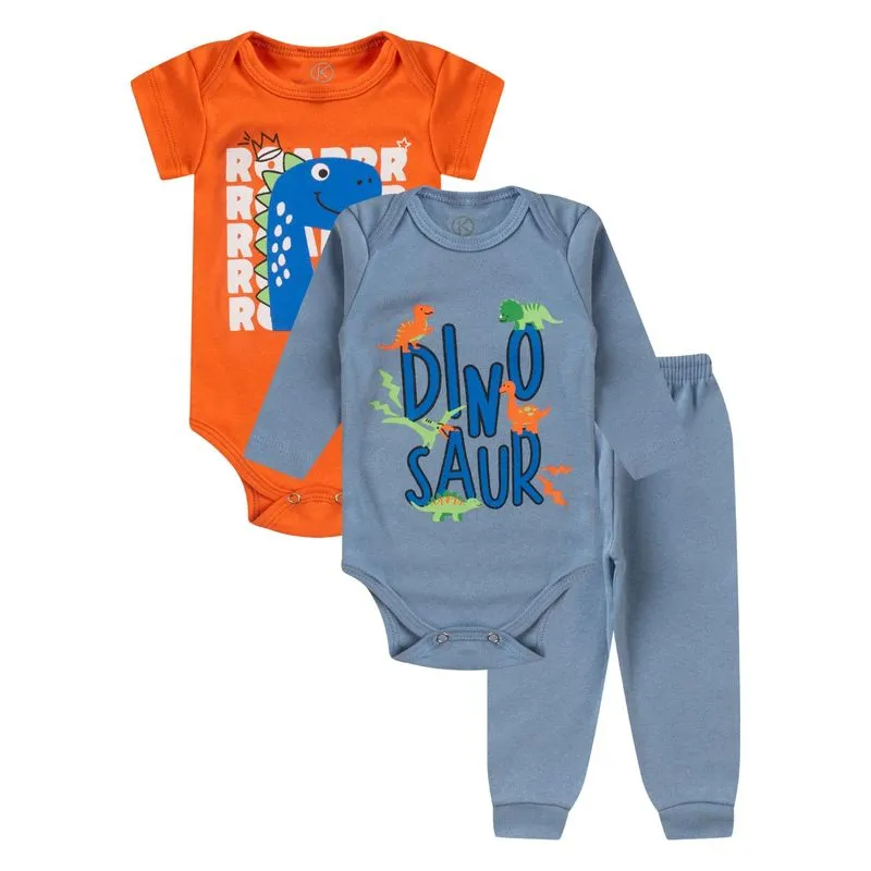 Kit Body Infantil Longo 3 Peças Kappes Laranja P