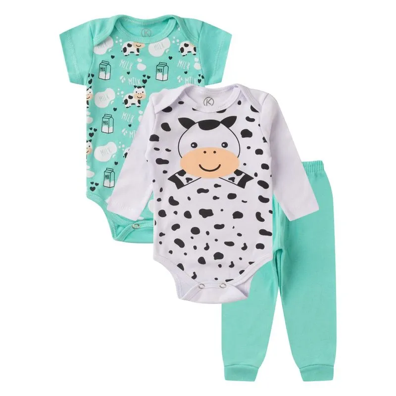 Kit Body Infantil Longo 3 Peças Kappes Azul G