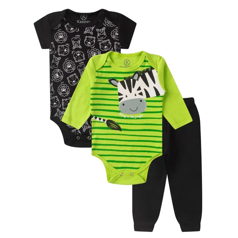 Kit Body Infantil Longo 3 Peças Kappes Preto M