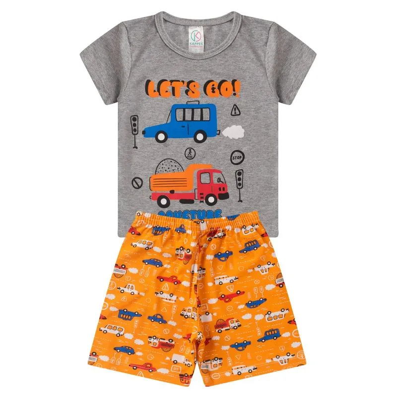 Pijama Infantil Masculino Brilha No Escuro Kappes Cinza 4