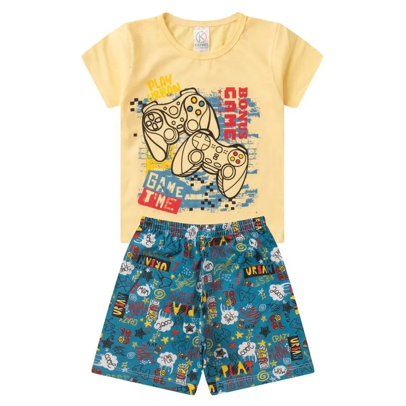 Pijama Infantil Masculino Brilha No Escuro Kappes Amarelo 8