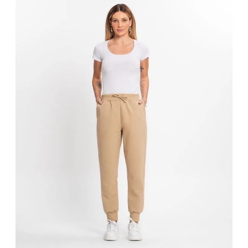Calça Jogger De Moletom Peluciado Feminino Kohmar Marrom P