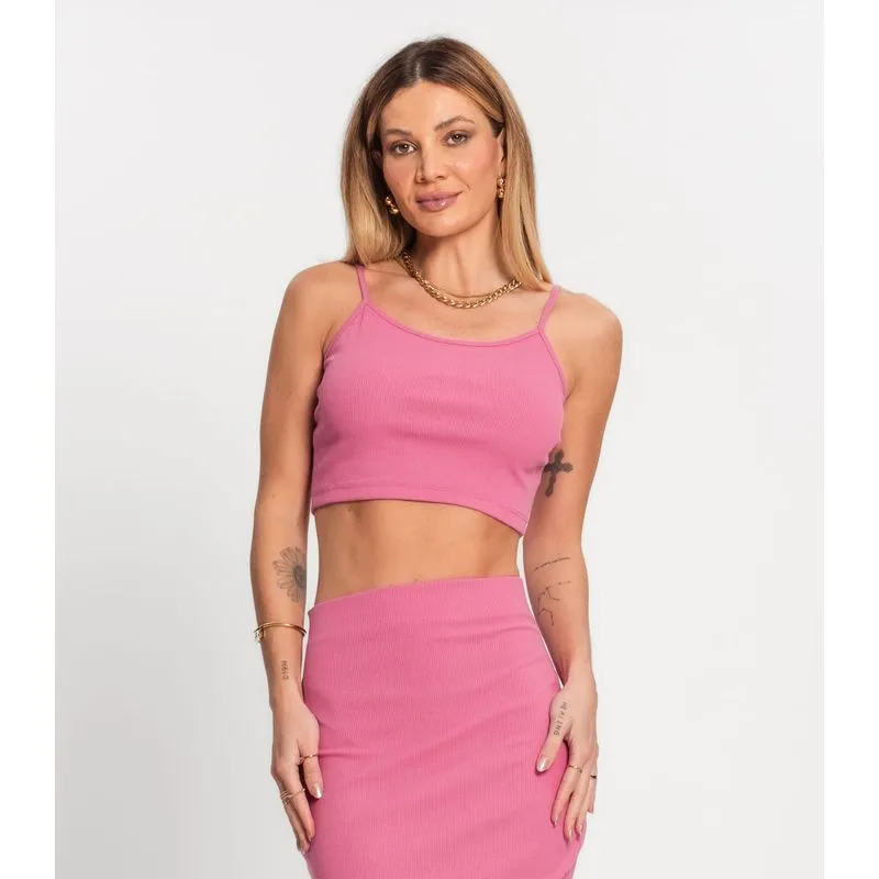 Top Feminino Ribana Canelada Kohmar Rosa P