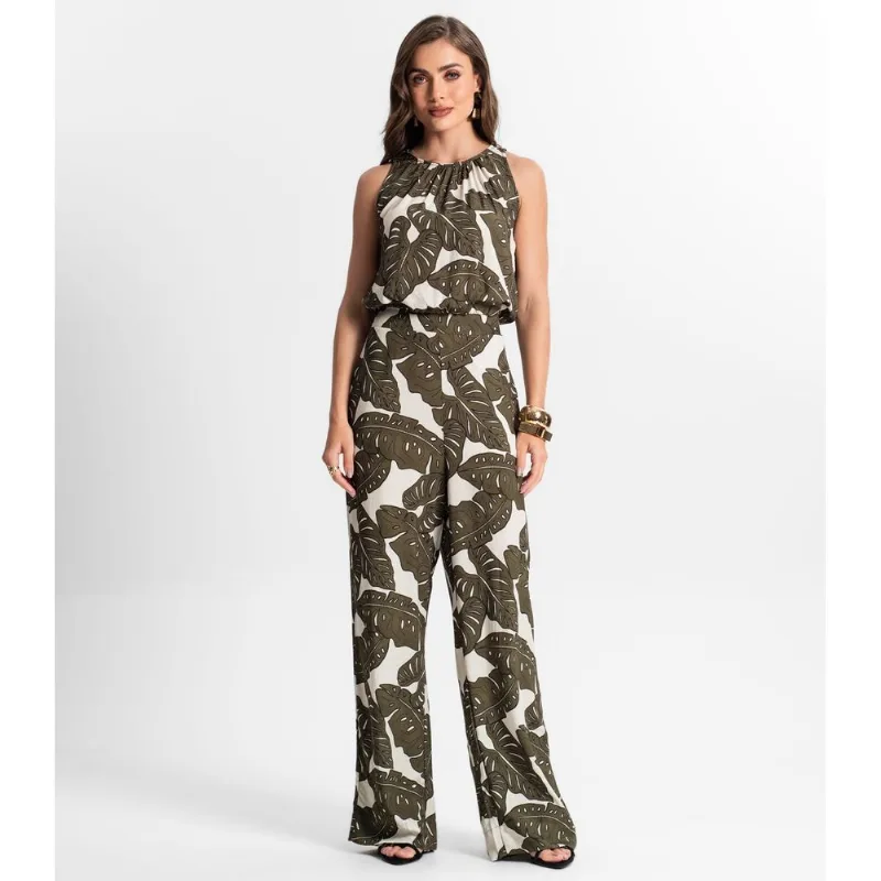 Calça Feminina Pantalona Estampada Endless Verde P