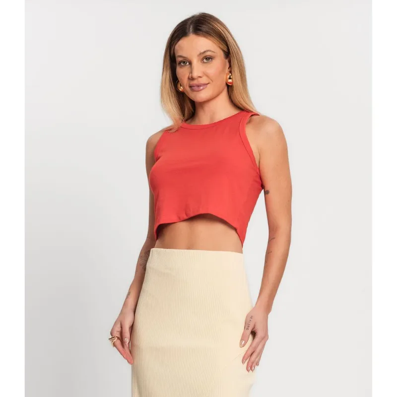 Regata Feminina Cropped Cotton 30 Básica KO Laranja M