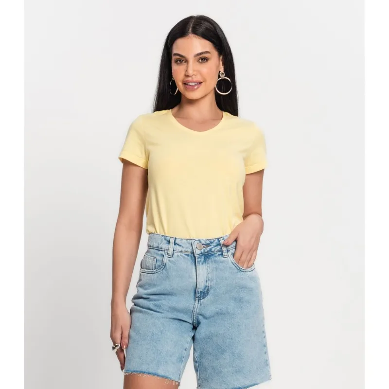 Blusa Feminina Meia Malha 30 Básica KO Amarelo G