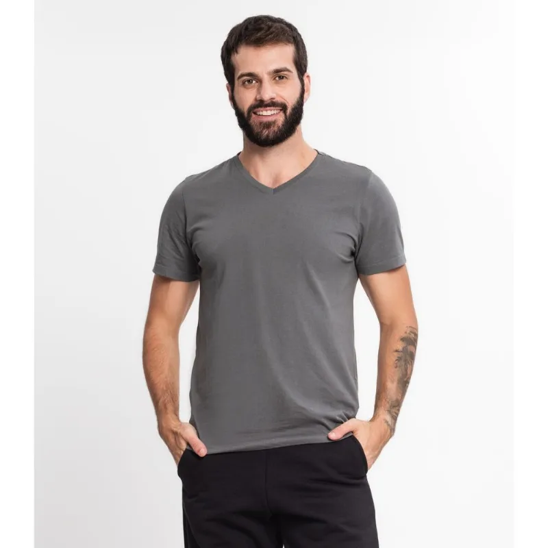 Camiseta Meia Malha Básica Masculina KO Cinza P