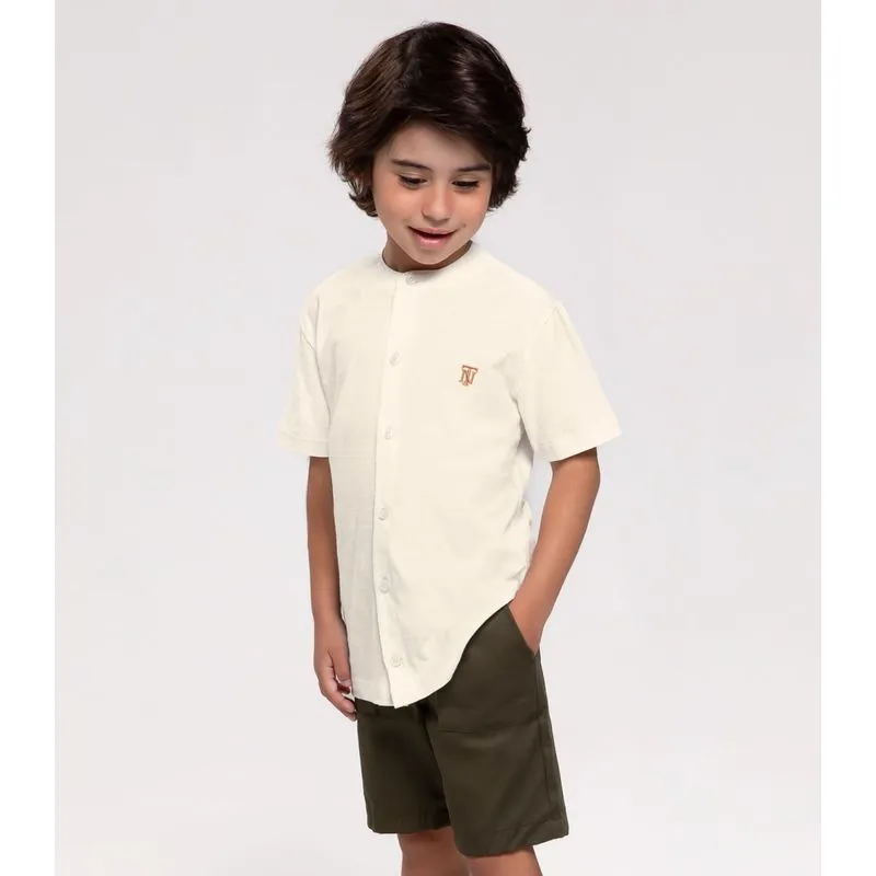 Camisa Infantil Em Meia Malha Trick Nick Bege 12