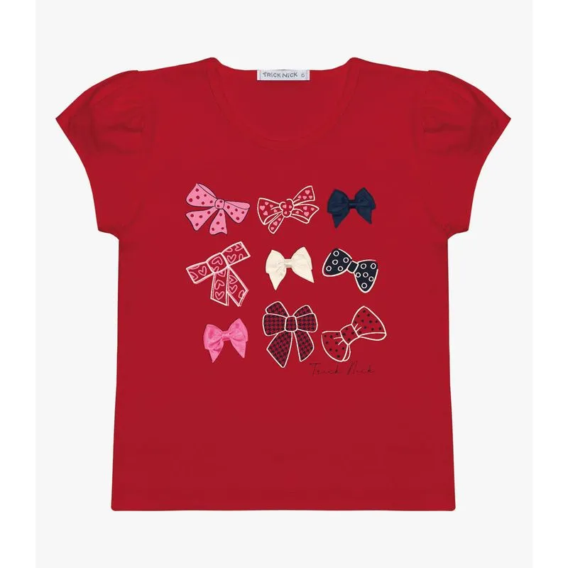Blusa Infantil Feminina Laços Trick Nick Vermelho 2