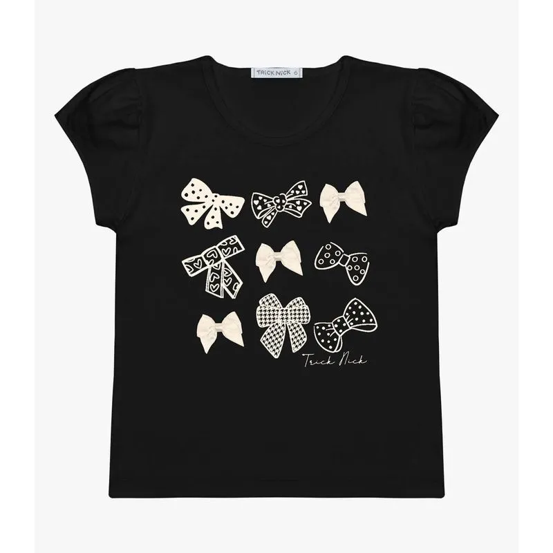 Blusa Infantil Feminina Laços Trick Nick Preto 1