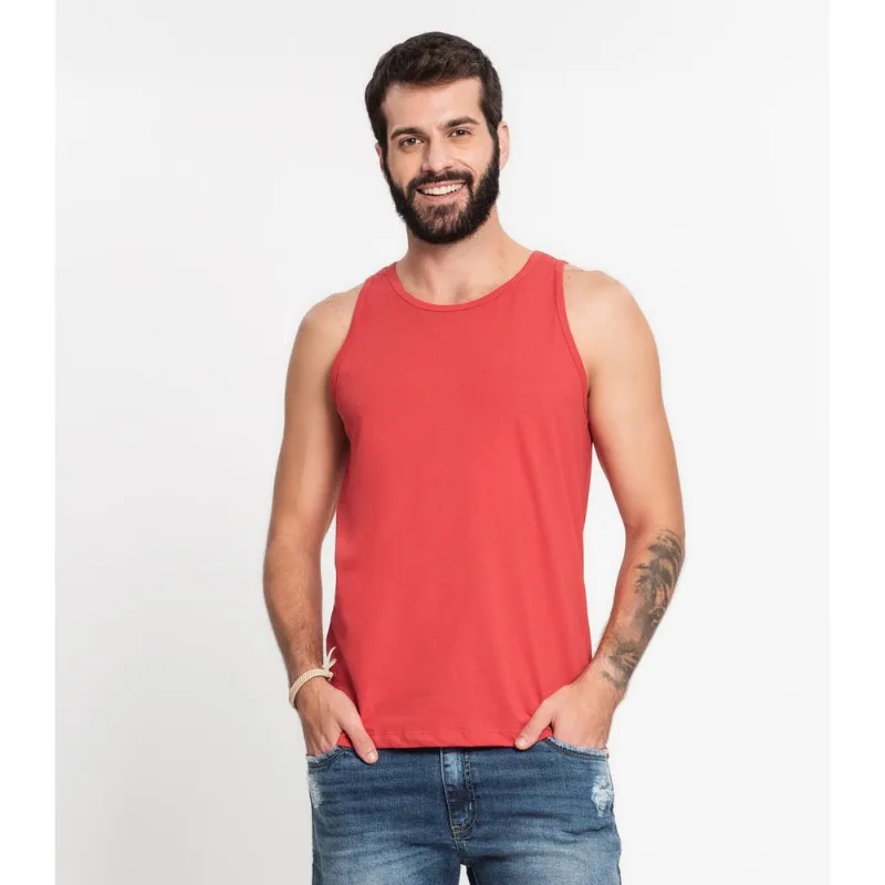 Regata Meia Malha Básica Masculina KO Laranja M