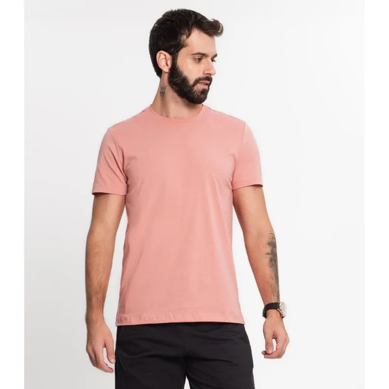 Camiseta Meia Malha Básica Masculina KO Rosa GG