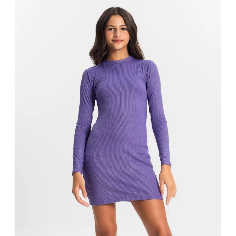 Vestido Juvenil Em Ribana Canelada Minty Roxo 16