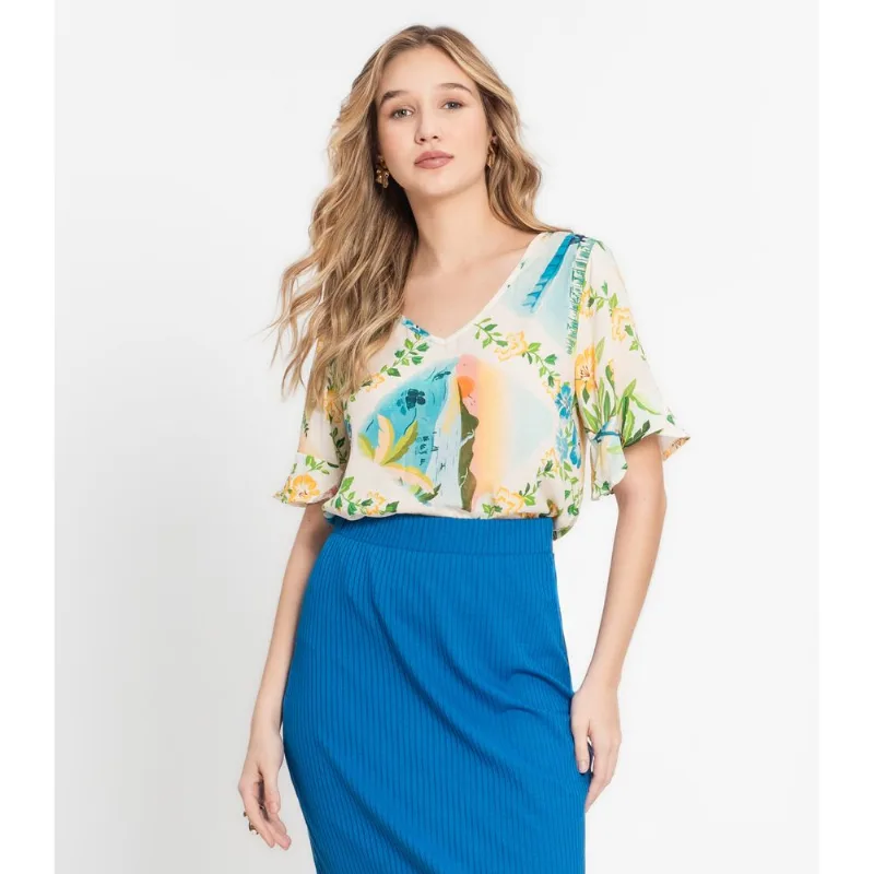 Blusa Feminina Estampada Infinita Cor Bege G