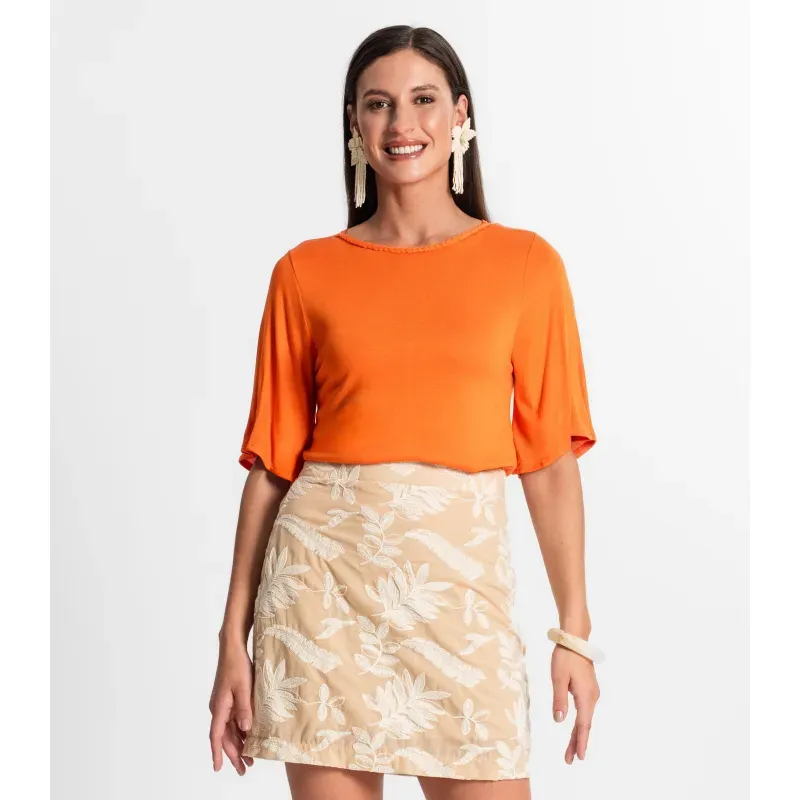 Blusa Feminina Manga Curta Rovitex Laranja P