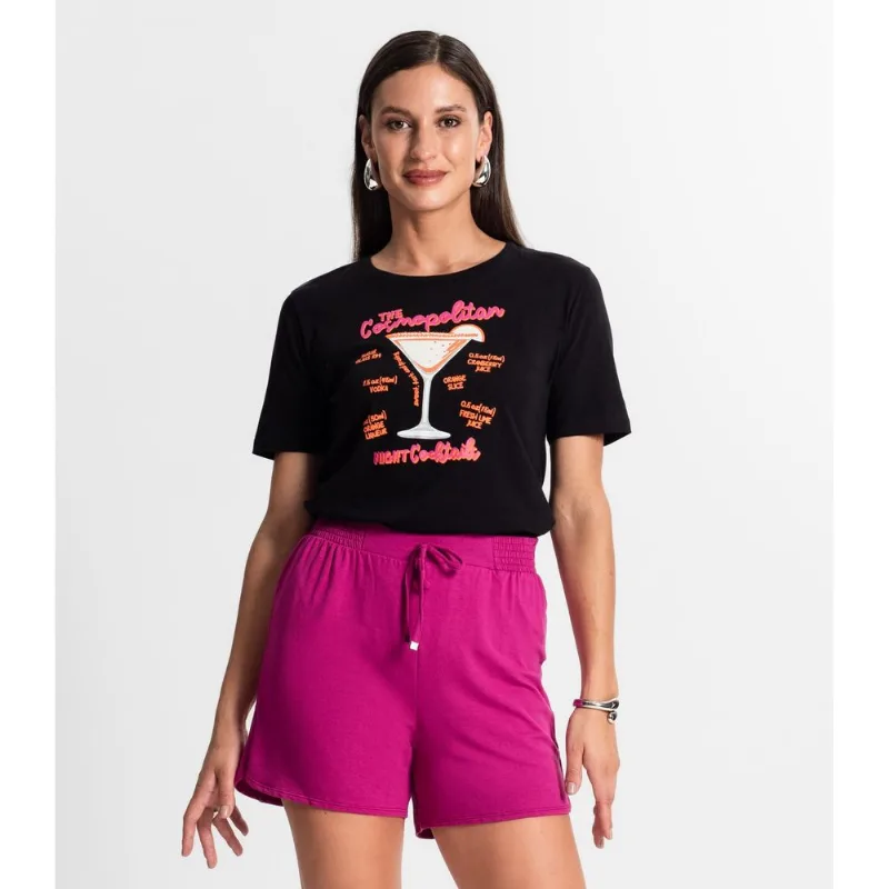 Camiseta Feminina Em Meia Malha Rovitex Preto G
