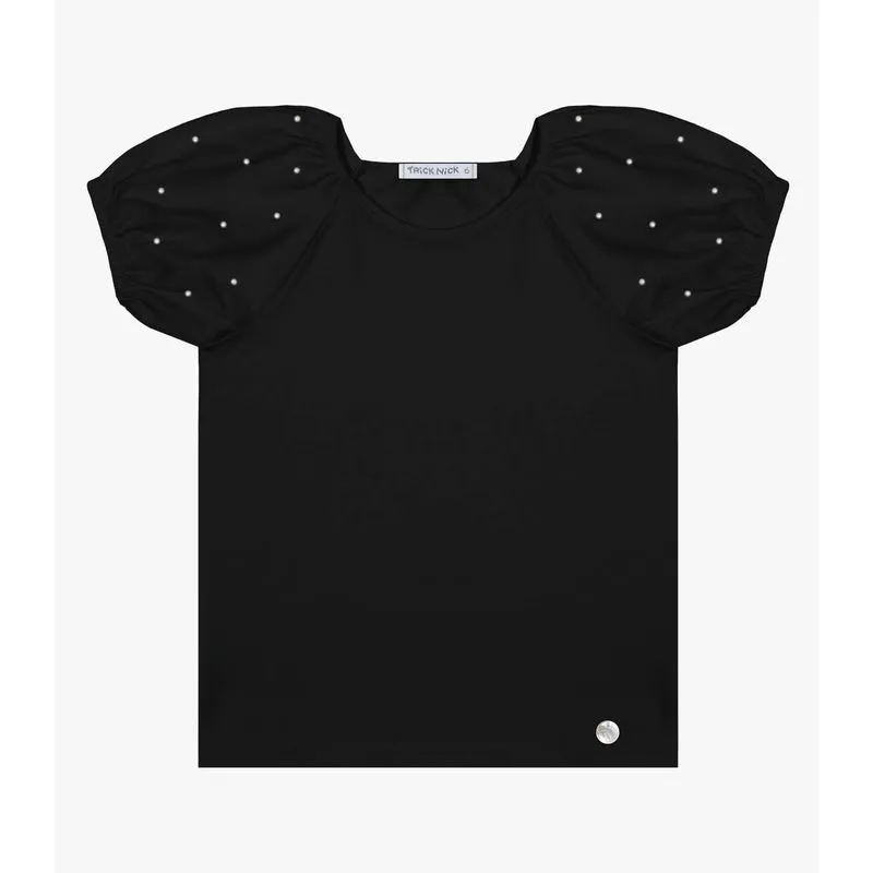 Blusa Infantil Com Pérolas Trick Nick Preto 16