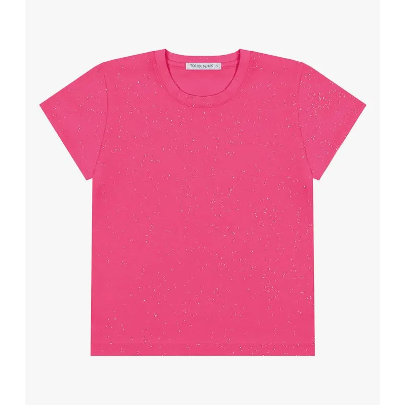 Blusa Infantil Feminina Com Glitter Trick Nick Rosa 2