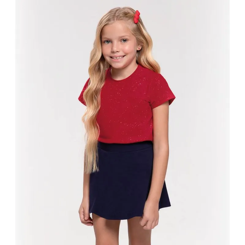 Blusa Infantil Feminina Com Glitter Trick Nick Vermelho 3