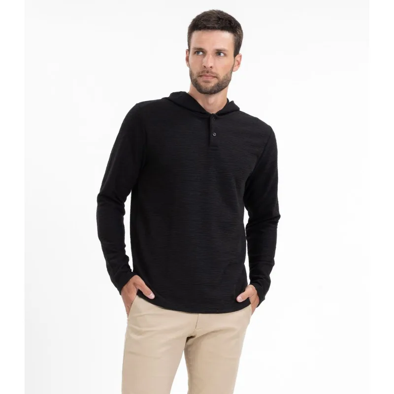 Camiseta Manga Longa Masculino Com Capuz Diametro Preto M