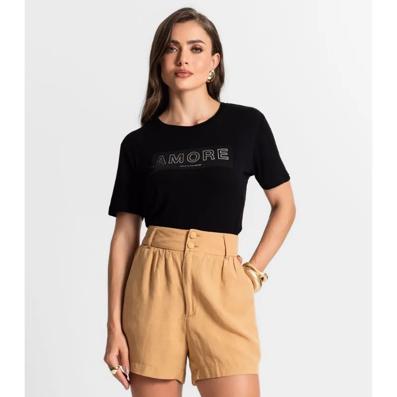 Blusa Feminina Manga Curta Endless Preto GG