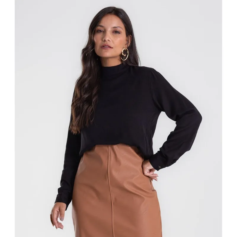 Blusa Feminina Manga Longa Viscose Endless Preto G