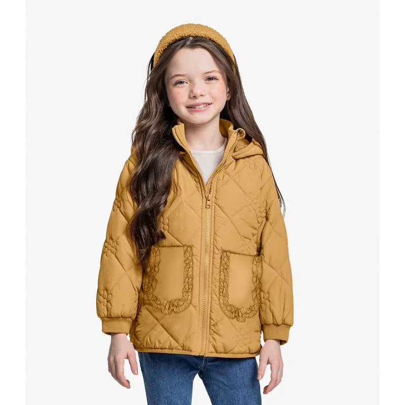Jaqueta Puffer com Capuz Trick Nick Amarelo 8