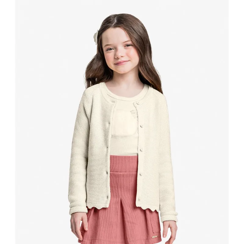 Cardigan Infantil Tricot Trick Nick Bege 8