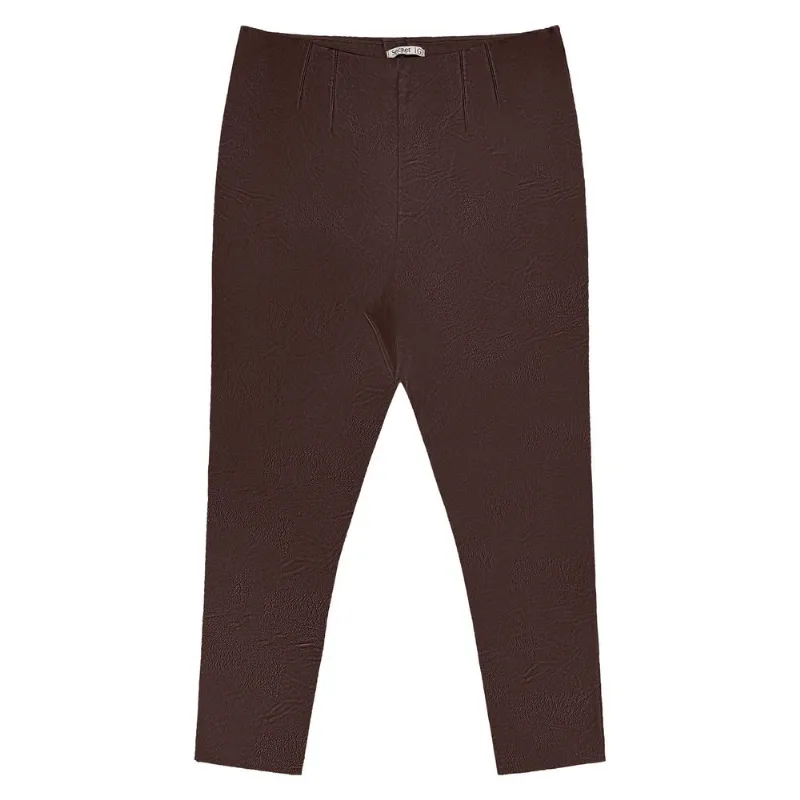 Legging Feminina Plus Size Em Courino Secret Glam Marrom Plus G2