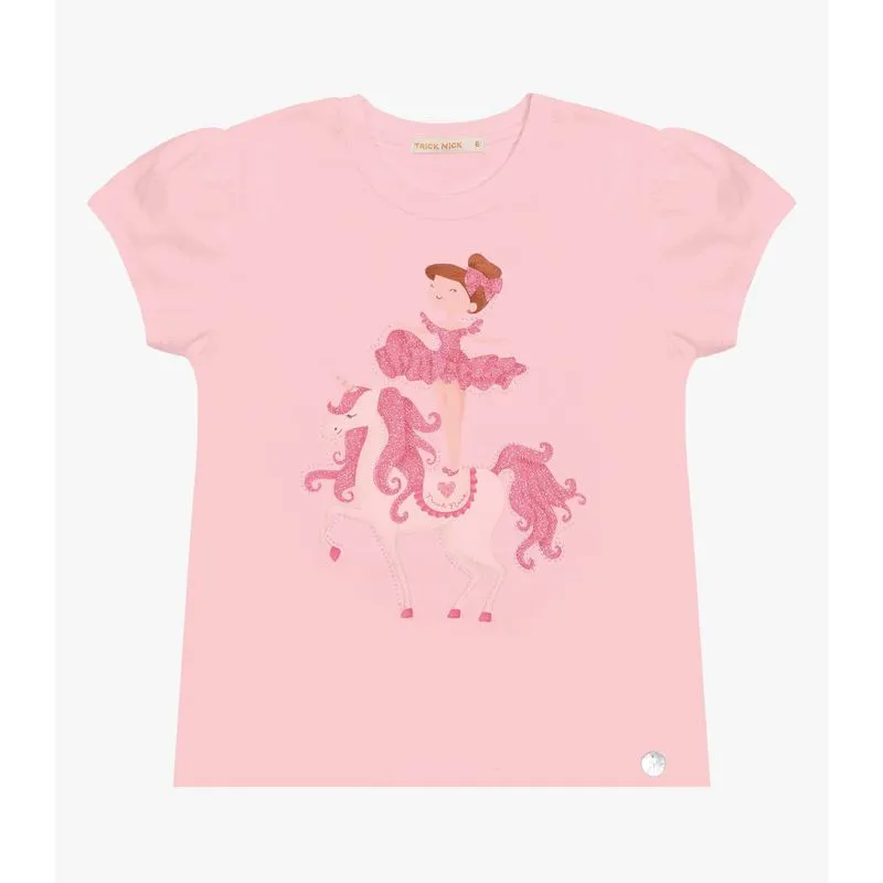 Blusa Infantil Feminina Bailarina Trick Nick Rosa 2