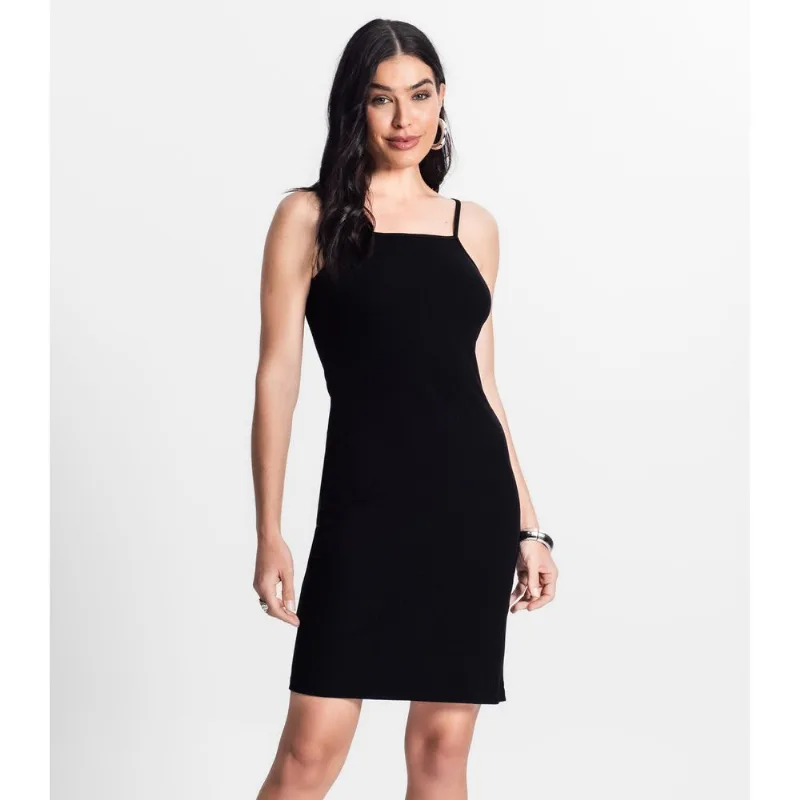 Vestido Canelado De Alça Select Preto GG