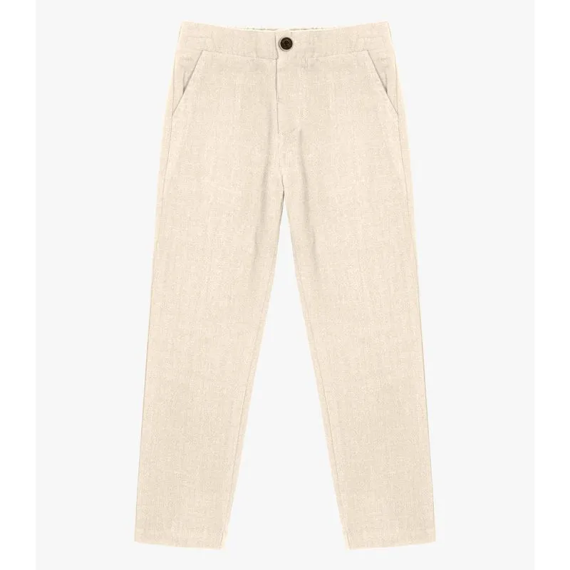 Calça Infantil Masculina Em Linho Trick Nick Bege 10