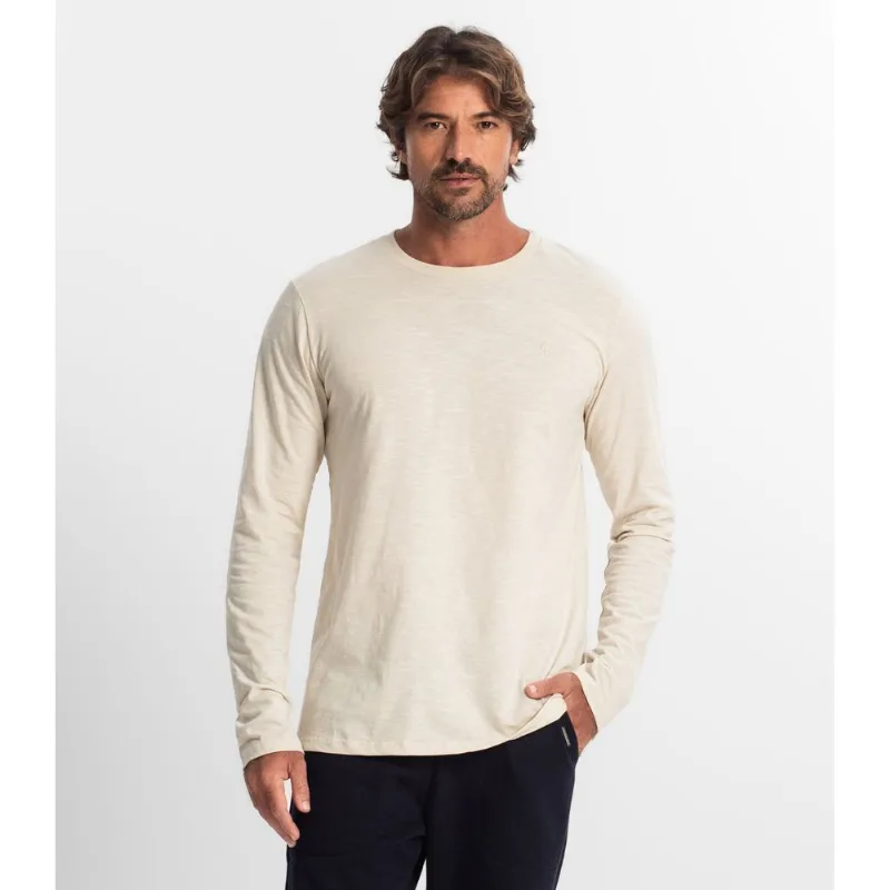 Camiseta Masculina Manga Longa Básica Diametro Bege GG