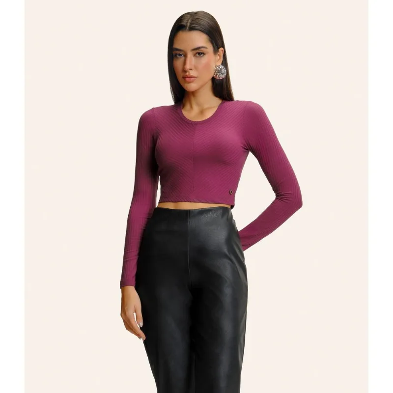 Blusa Feminina Manga Longa Ribana Básica Endless Vermelho M