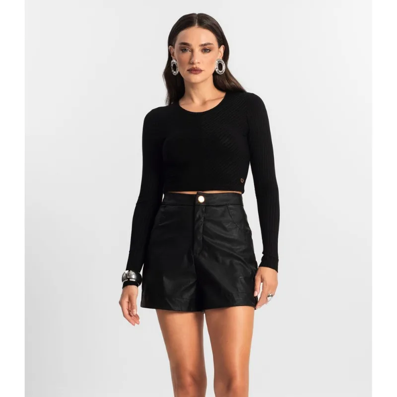 Blusa Feminina Manga Longa Ribana Básica Endless Preto M