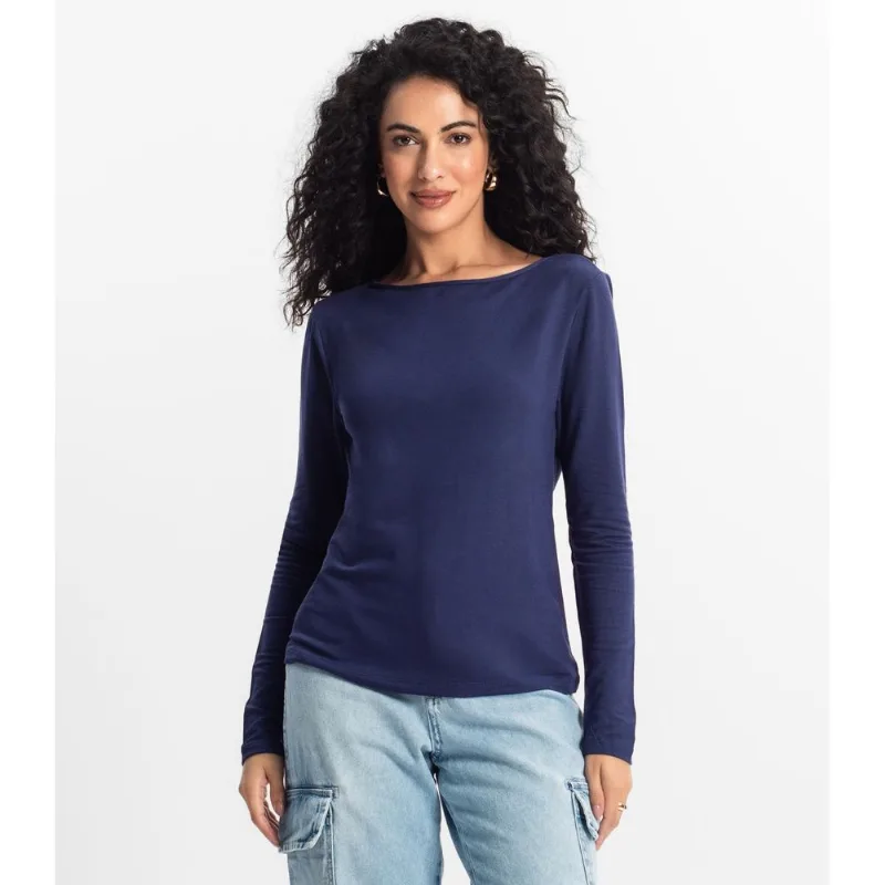 Blusa Feminina Manga Longa Básica Rovitex Azul P