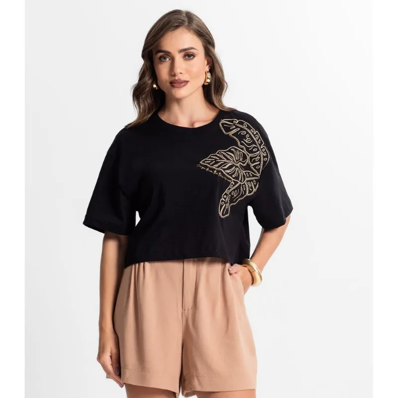 Blusa Feminina Com Bordado Endless Preto G