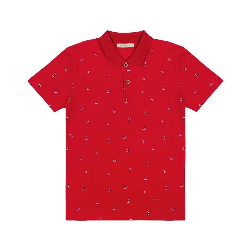 Polo Trick Nick Infantil Menino Verão com Estampa Rotativa Minimalista 1/3 - 1022401-VERMELHO-3