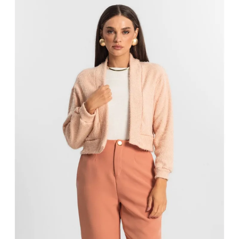Cardigan Feminino Tricot Felpudo Endless Rosa G