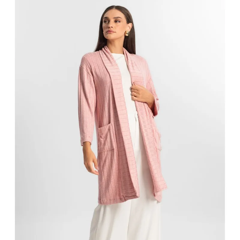 Cardigan Tricot Alongado Feminino Endless Rosa P