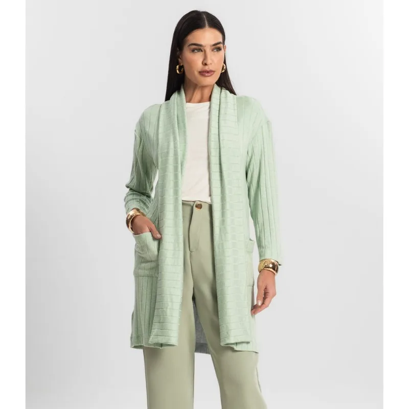 Cardigan Tricot Alongado Feminino Endless Verde G