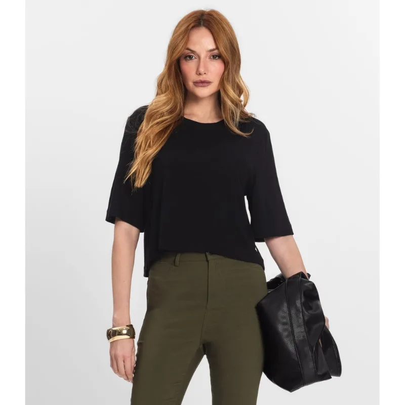 Blusa Feminina Manga Curta em Molecotton Endless Preto M