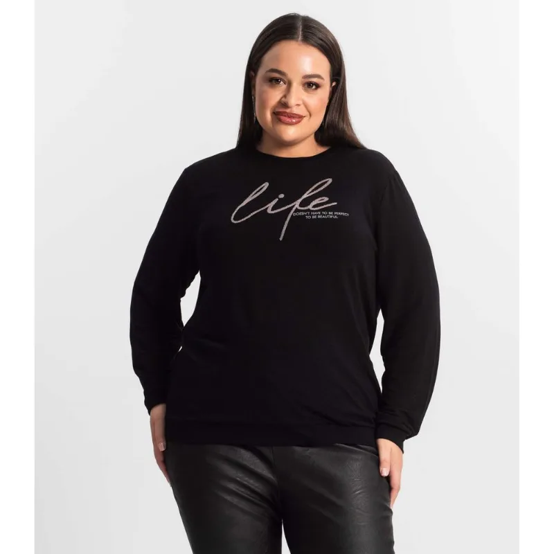 Moletom Feminino Plus Size Secret Glam Preto Plus G3